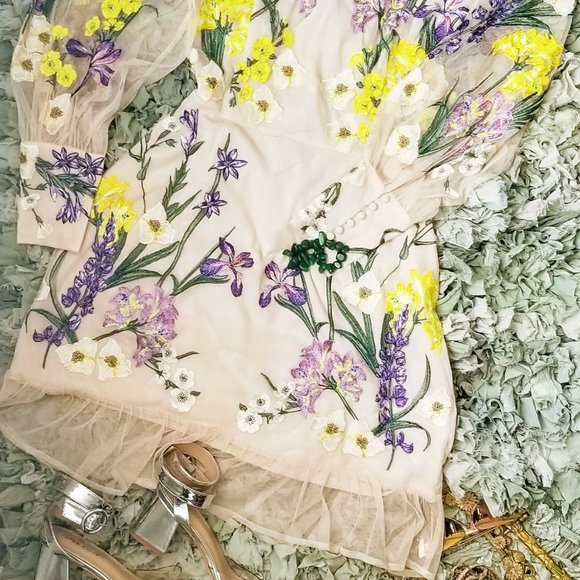 ASOS Blouson Sleeve Floral Dress 12 - Picture 2 of 16
